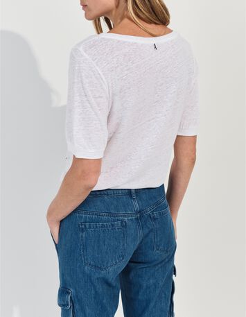 MALONE - T-shirt blanc maille lin danseuse crayonn&eacute; -3