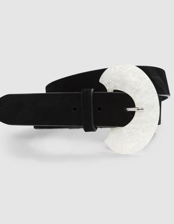 APIS - Ceinture noire en cuir velours-2