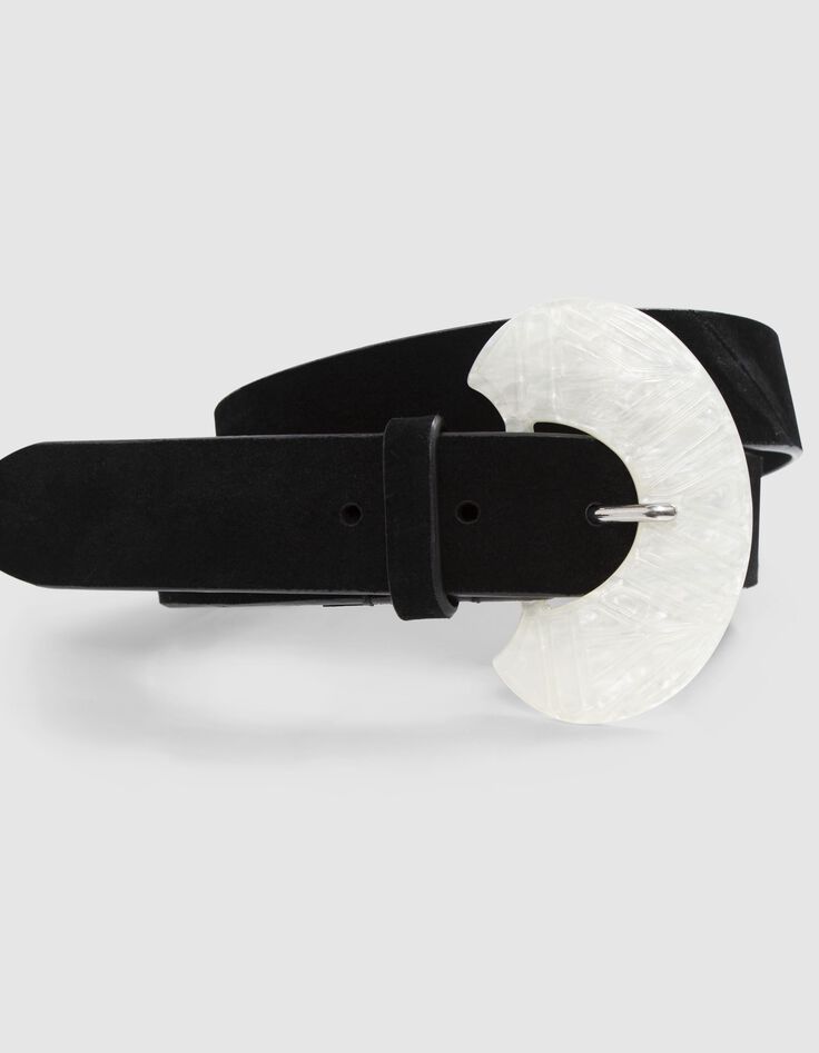APIS - Ceinture noire en cuir velours-2
