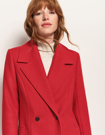 DEANA - Manteau rouge drap de laine-4