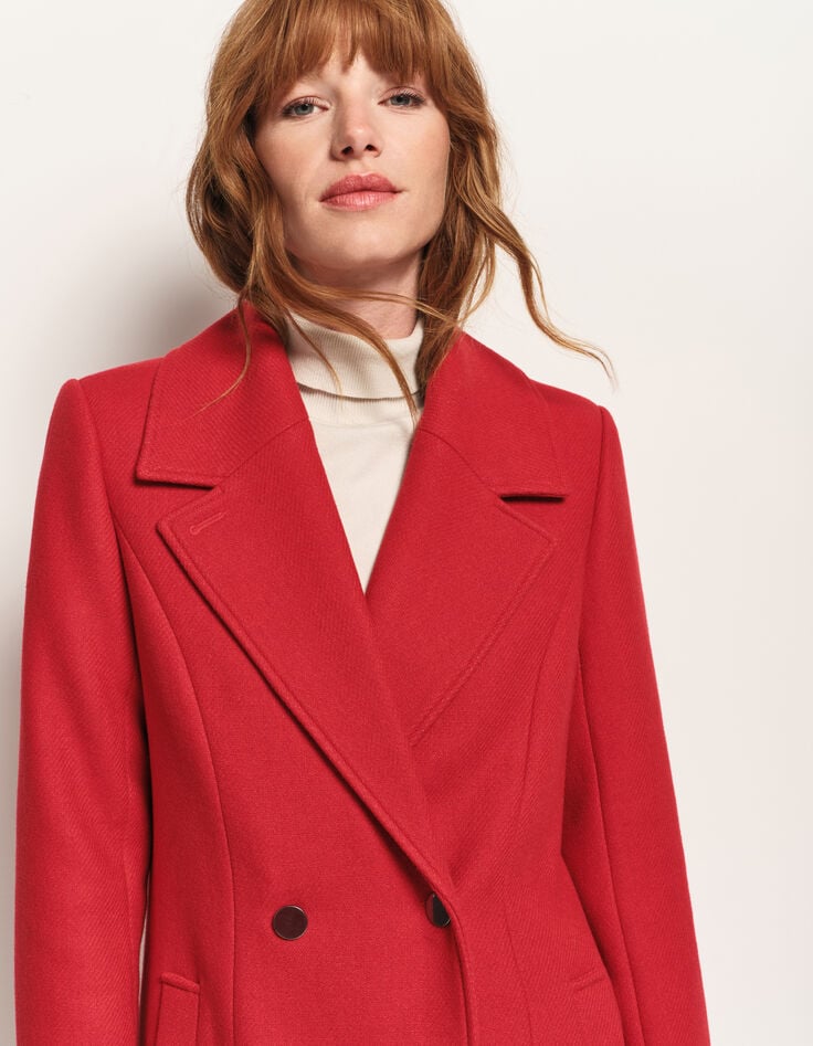 DEANA - Manteau rouge drap de laine-4 DEANA - Manteau rouge drap de laine-4