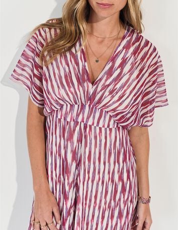 ROSARIO - Robe violette polyester recycl&eacute; rayures floues -2