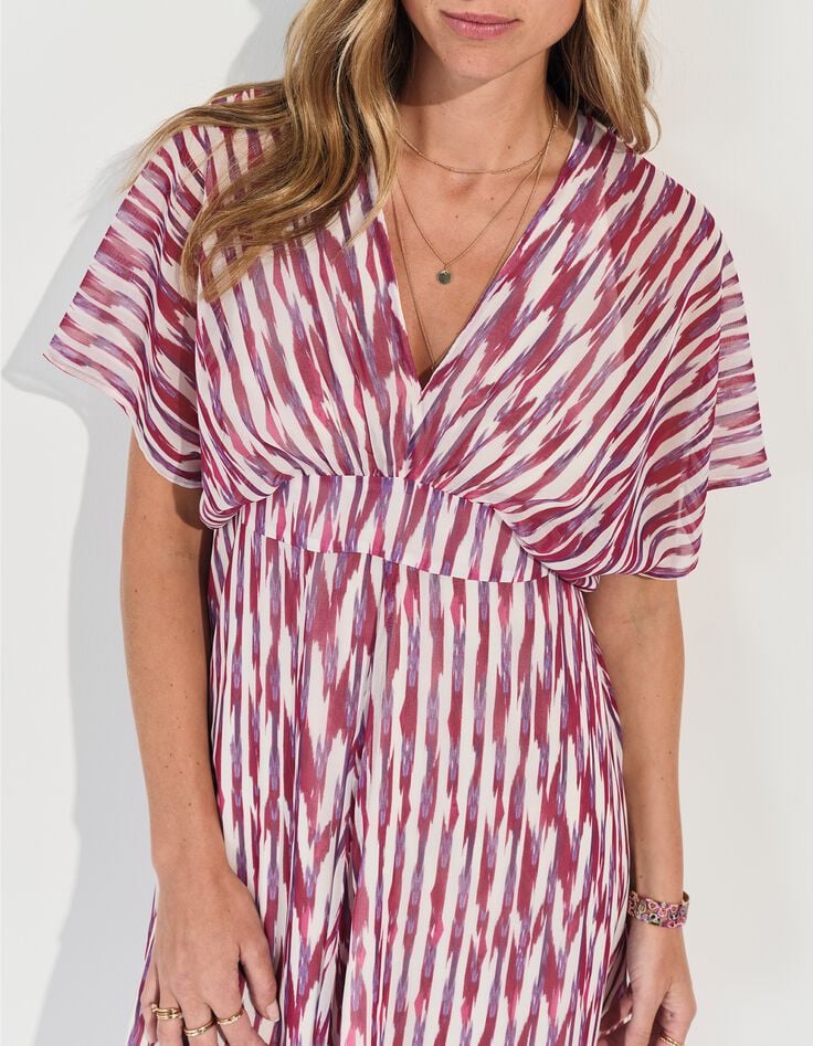 ROSARIO - Robe violette polyester recycl&eacute; rayures floues -2