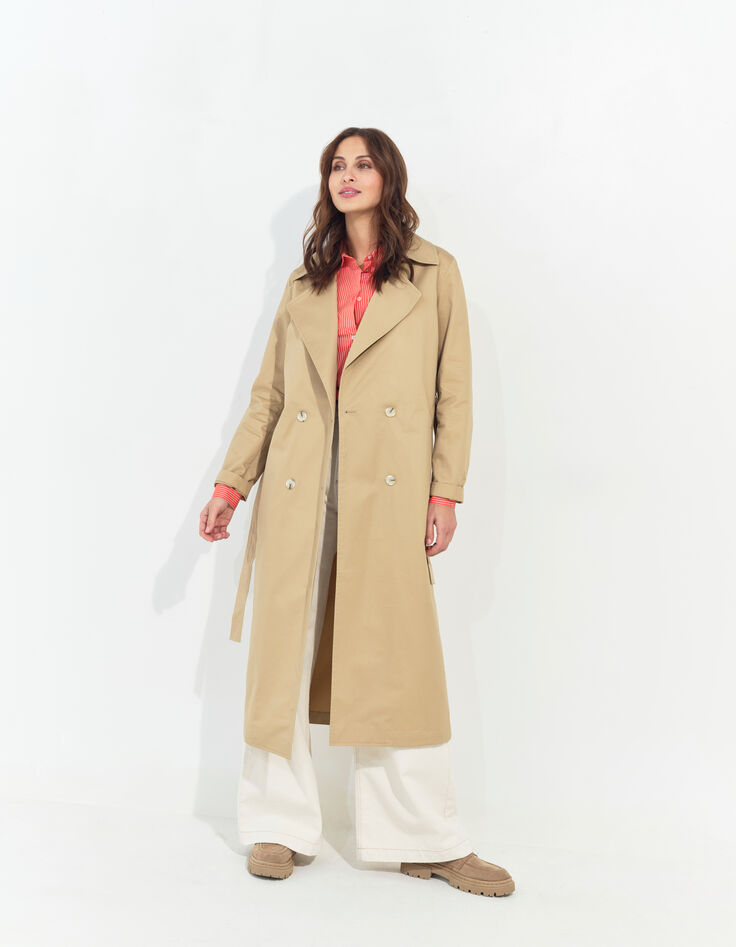 DAYLA - Trench beige coton bio capuche amovible -8