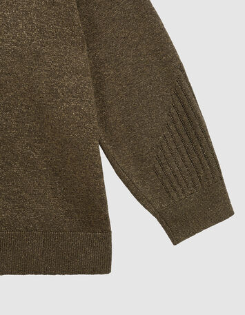 TECKO - Pull kaki lurex tricot fantaisie-2