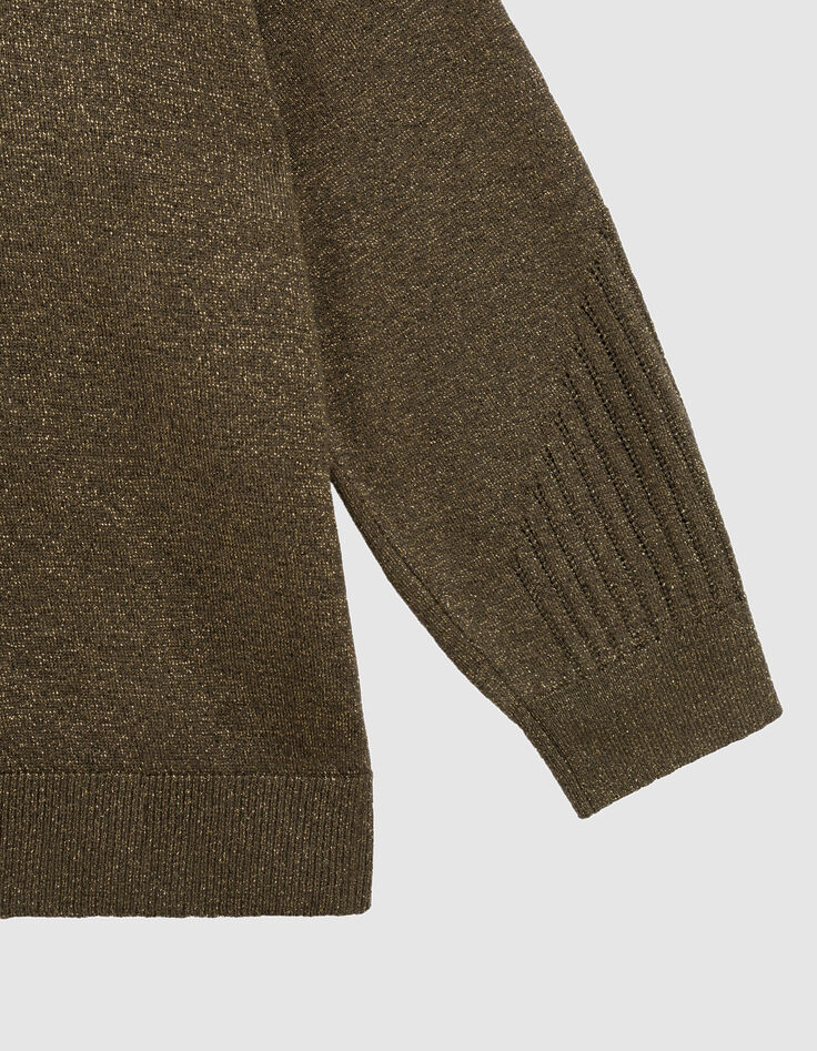TECKO - Pull kaki lurex tricot fantaisie-2