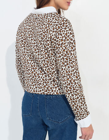 MERAKI - Sweat noir coton bio imprim&eacute; l&eacute;opard message dor&eacute;-3