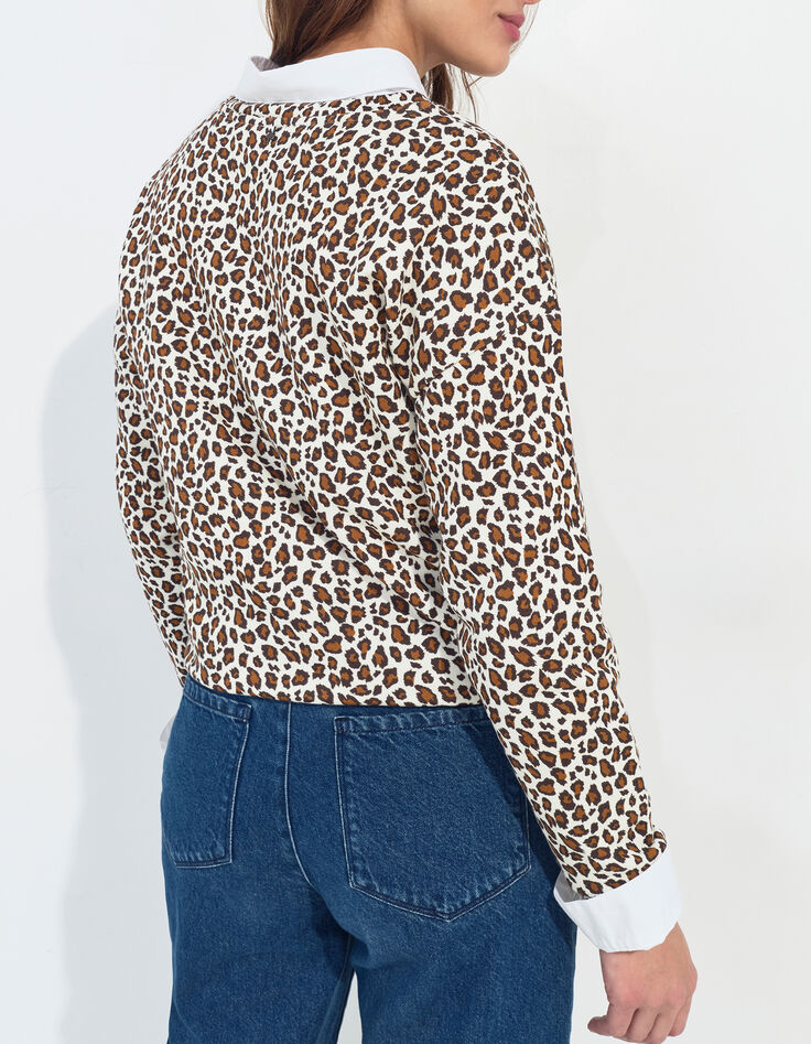 MERAKI - Sweat noir coton bio imprim&eacute; l&eacute;opard message dor&eacute;-3