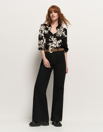 COMO - Chemise noire imprimé feuillage d'hiver-2