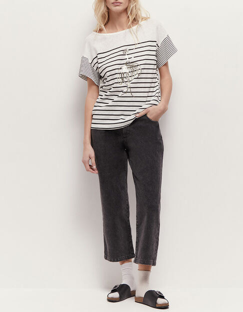 LE CHRISSY - Jean droit medium grey 7/8ème denim waterless - One Step