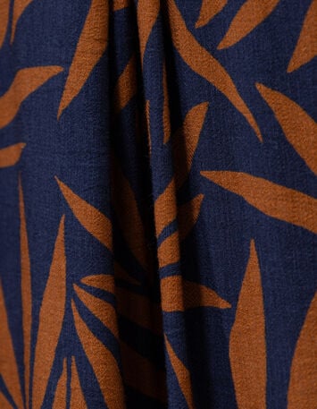 RODNEY - Robe longue marine imprim&eacute; maxi feuilles-7