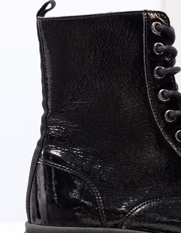 O.MARDA - Boots  à lacet noirs cuir verni-4