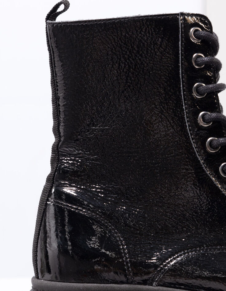 O.MARDA - Boots à lacet noirs cuir verni-4 O.MARDA - Boots à lacet noirs cuir verni-4