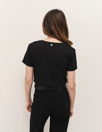 MITYA - T-shirt noir détails plis aux épaules-3