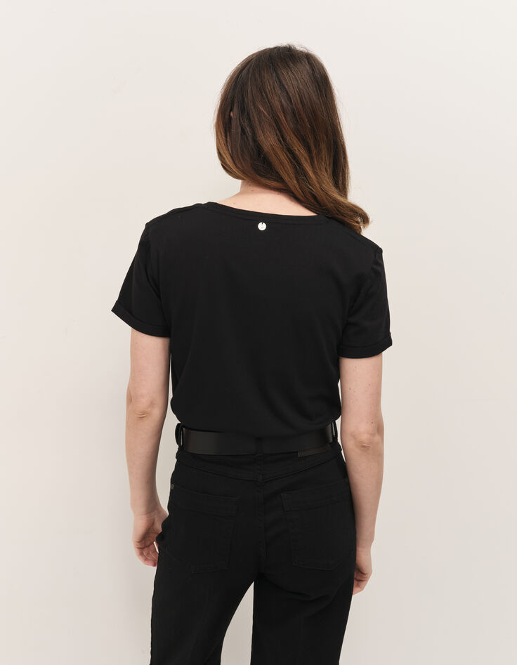MITYA - T-shirt noir détails plis aux épaules-3