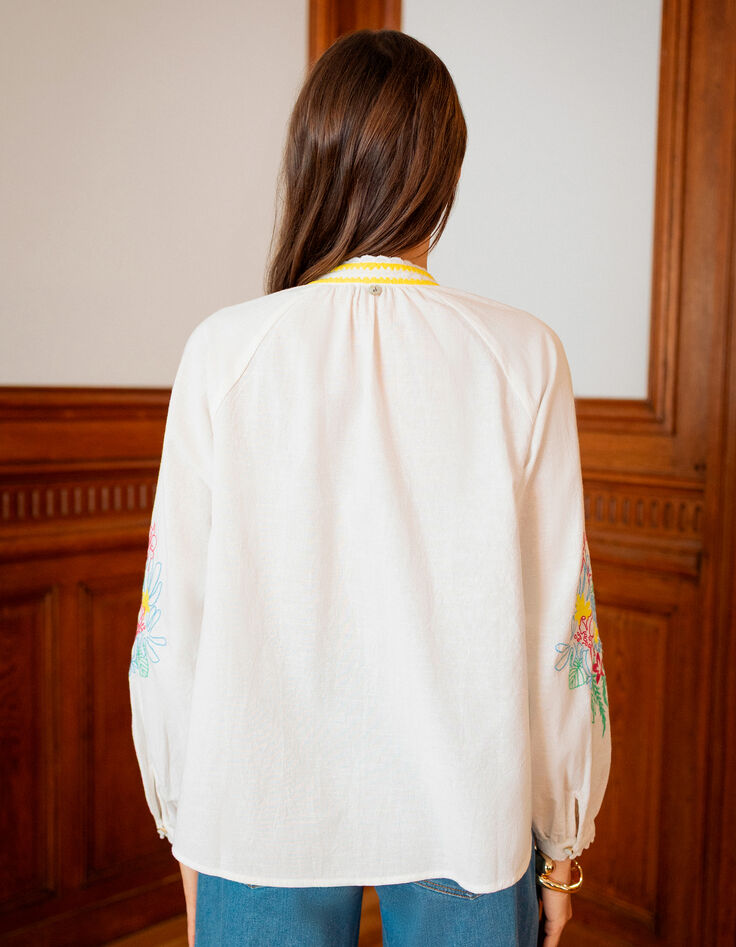 CORACAO - Chemise blanche broderies placées -4 CORACAO - Chemise blanche broderies placées -4