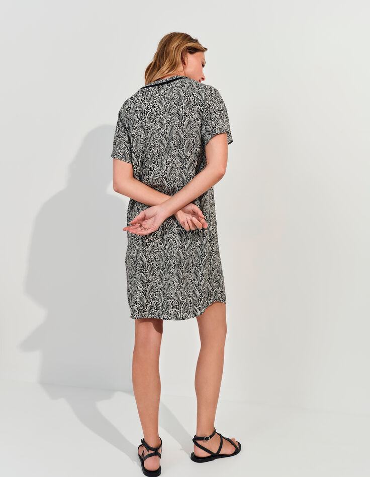 REKO - Robe noire Lenzing™ Ecovero™ imprimé néo cachemire -2
