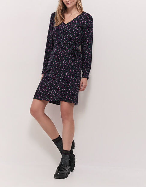 RAYA - Robe longue marine à imprimé floral arty - One Step