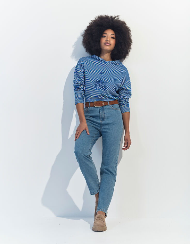 MELKI - T-shirt marinière à capuche danseuse pailletée -5