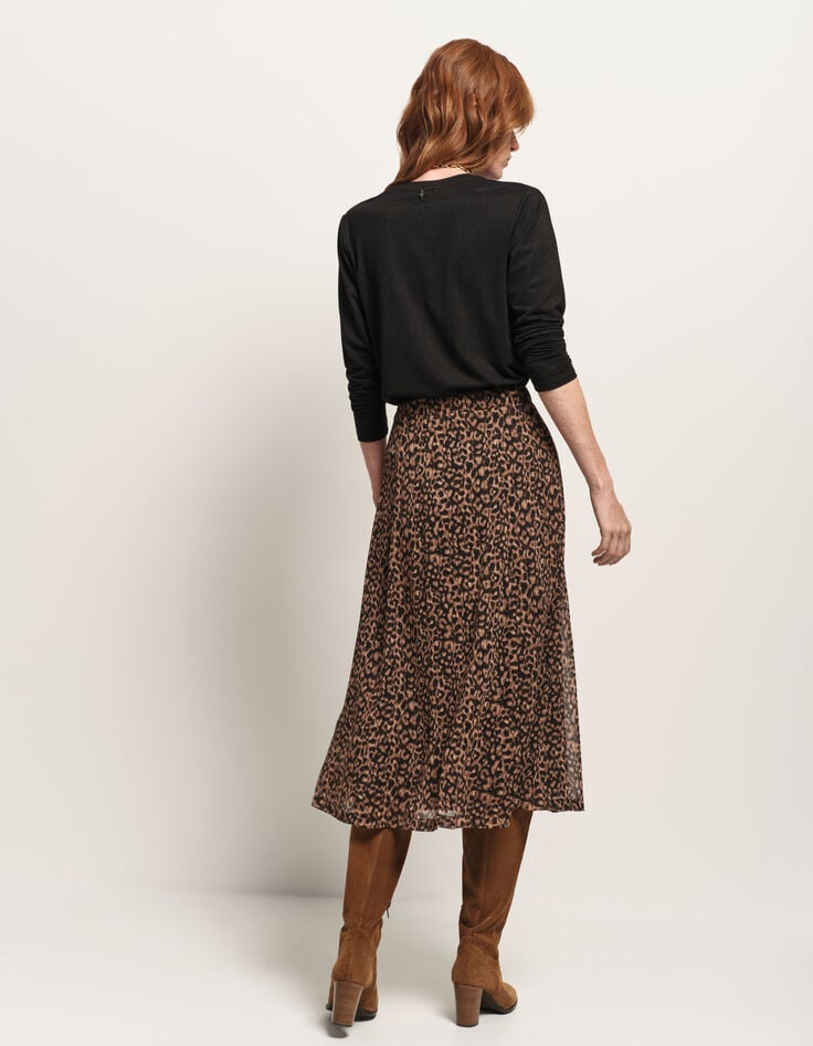 JOYAU - Jupe noire polyester recyclé imprimé léopard-3 JOYAU - Jupe noire polyester recyclé imprimé léopard-3