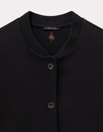 MORTON - Cardigan noir maille fantaisie forme bomber-3