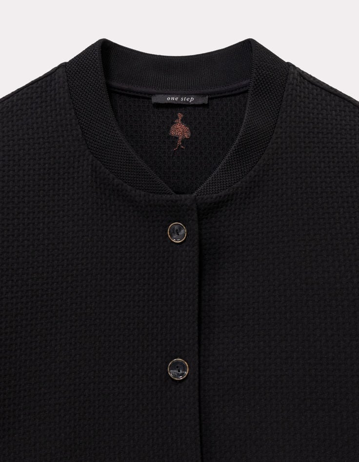 MORTON - Cardigan noir maille fantaisie forme bomber-3 MORTON - Cardigan noir maille fantaisie forme bomber-3