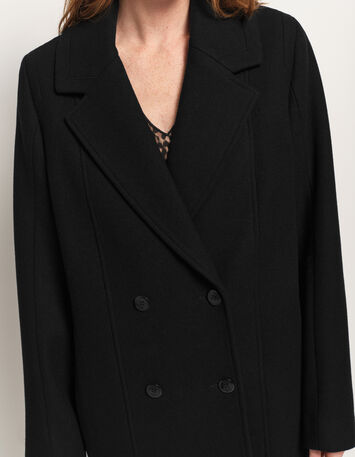 DWAIN - Manteau long noir zippé-4
