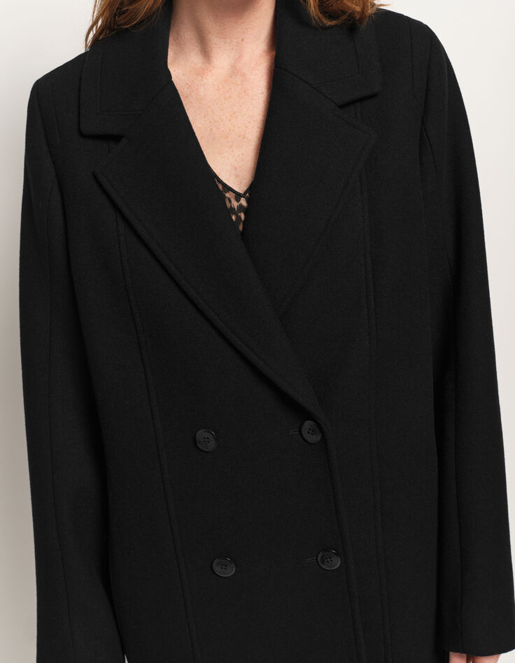 DWAIN - Manteau long noir zippé-4