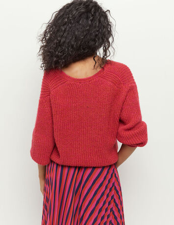 THOM - Cardigan réversible fuchsia tricot-3