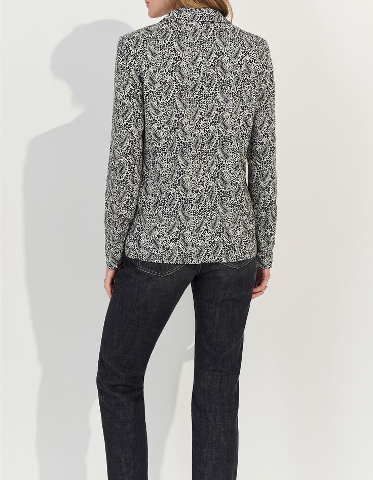 VINCE - Blazer noir &agrave; imprim&eacute; n&eacute;o cachemire-3