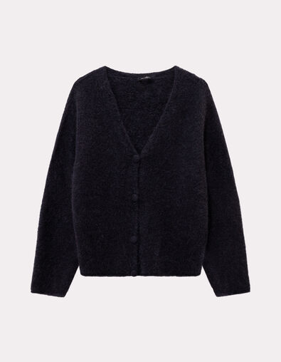 TECK - Cardigan noir tricot moelleux encolure V - One Step