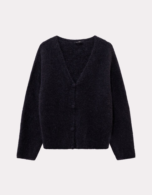 TECK - Cardigan noir tricot moelleux encolure V - One Step