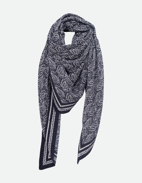AELIS - Foulard noir plissé imprimé néo-cachemire - One Step