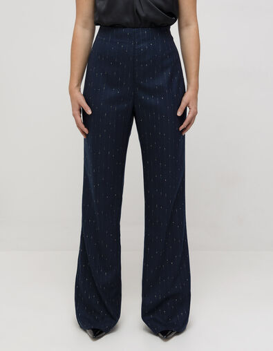 PIERS - Pantalon de tailleur marine rayures lurex - One Step