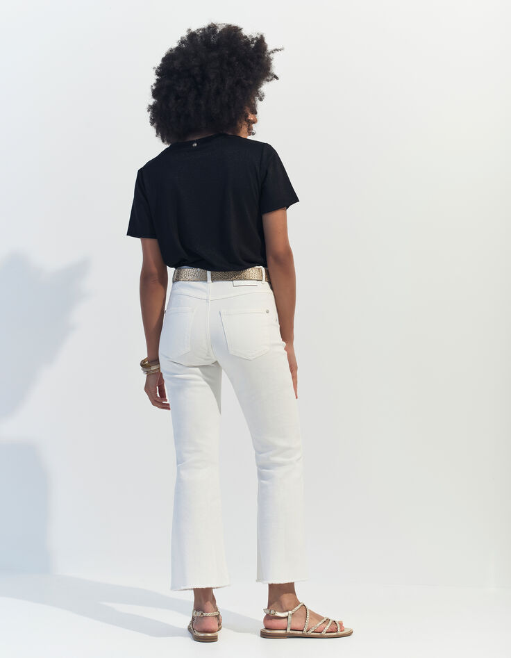 MARCIA - T-shirt noir encolure V maille irisée -4