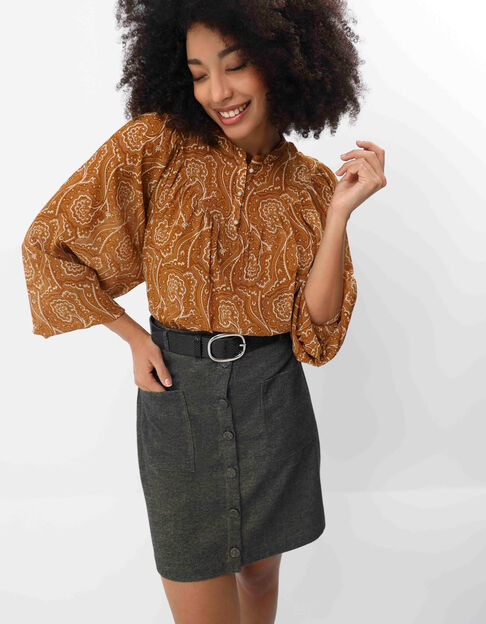 JACINTA - Jupe de costume grise faux-uni boutonnée - One Step