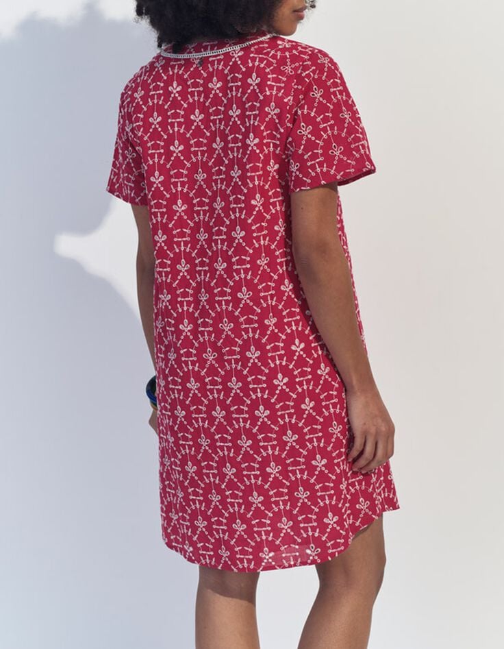 REKO - Robe rose coton bio broderies all-over -2