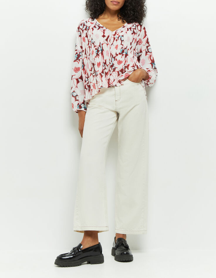 CASTILLA - Blouse écrue à imprimé camelia arty-4