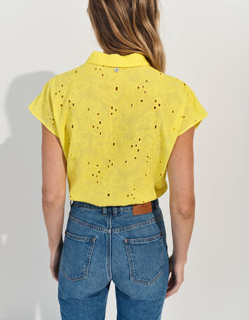 COATI - Chemise jaune broderie anglaise ton sur ton -3