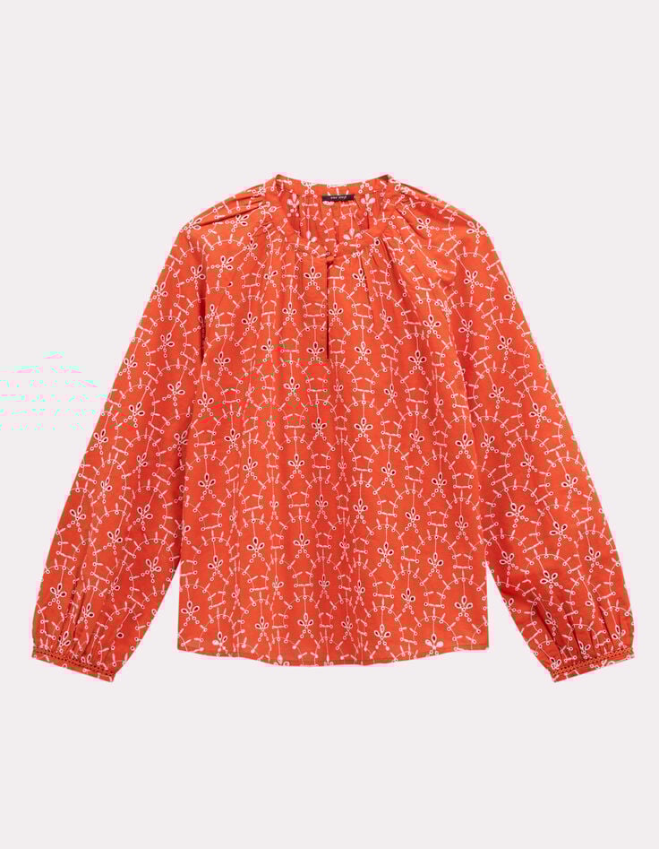 COLOMBE - Blouse orange coton bio broderies all over-5 COLOMBE - Blouse orange coton bio broderies all over-5