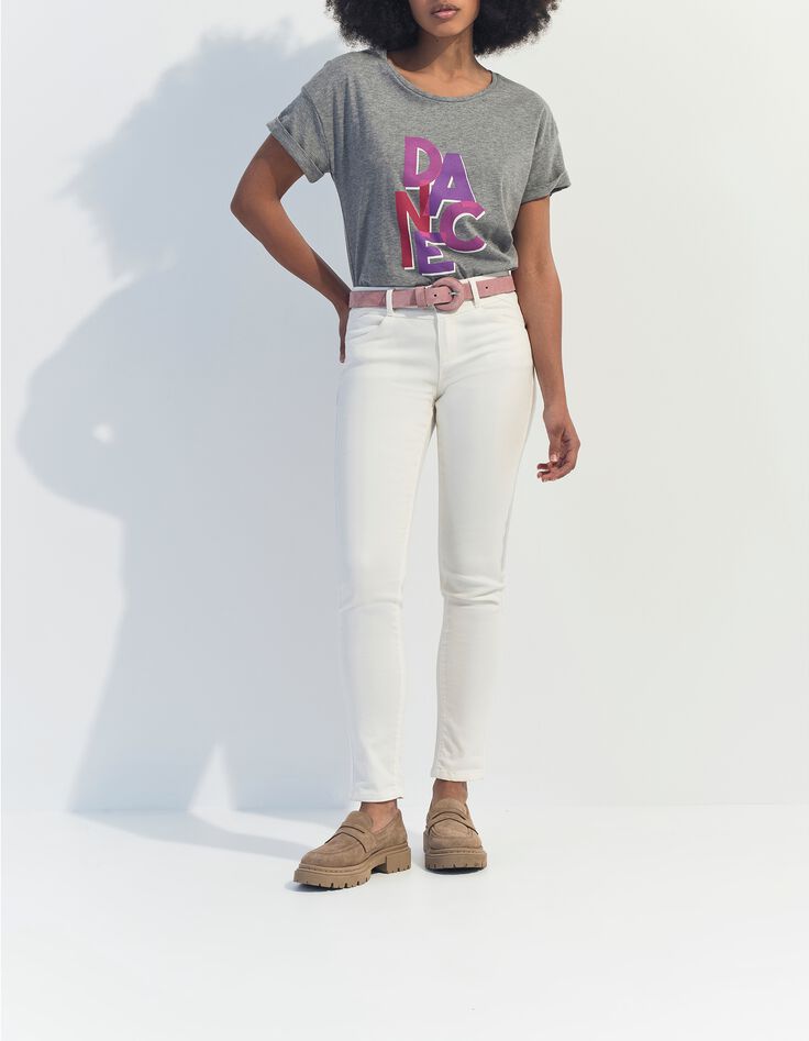MEIRY - T-shirt gris coton bio message -7