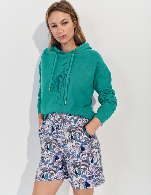 MANORI - Sweat vert coton bio visuel danseuse pailleté  - One Step