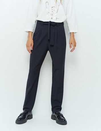 PRESTON - Pantalon néo-carotte marine à rayures tennis-2