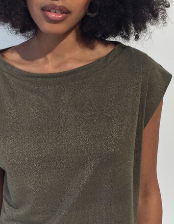 REGINA - Robe kaki maille iris&eacute;e -4