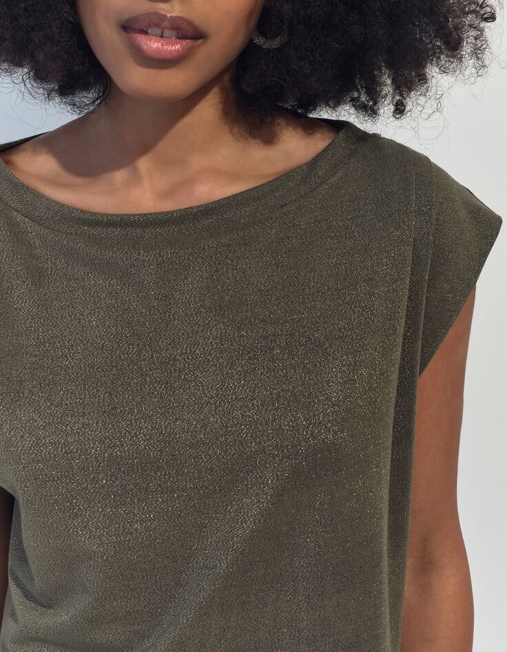 REGINA - Robe kaki maille iris&eacute;e -4