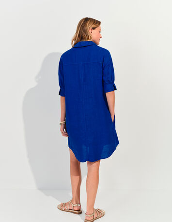 REACH - Robe chemise bleue lin certifié surteint -3