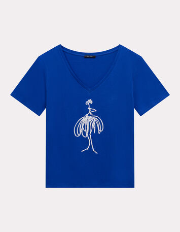 MADIAN - T-shirt bleu coton bio danseuse velours-1