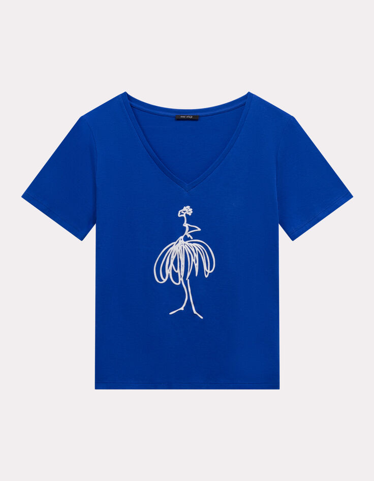 MADIAN - T-shirt bleu coton bio danseuse velours-1