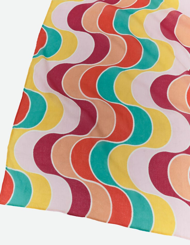 ALMA - Paréo rose coton bio motifs art déco couleur -2 ALMA - Paréo rose coton bio motifs art déco couleur -2