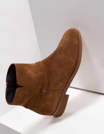 O.GALO - Boots camel cuir velours bride fixe-3